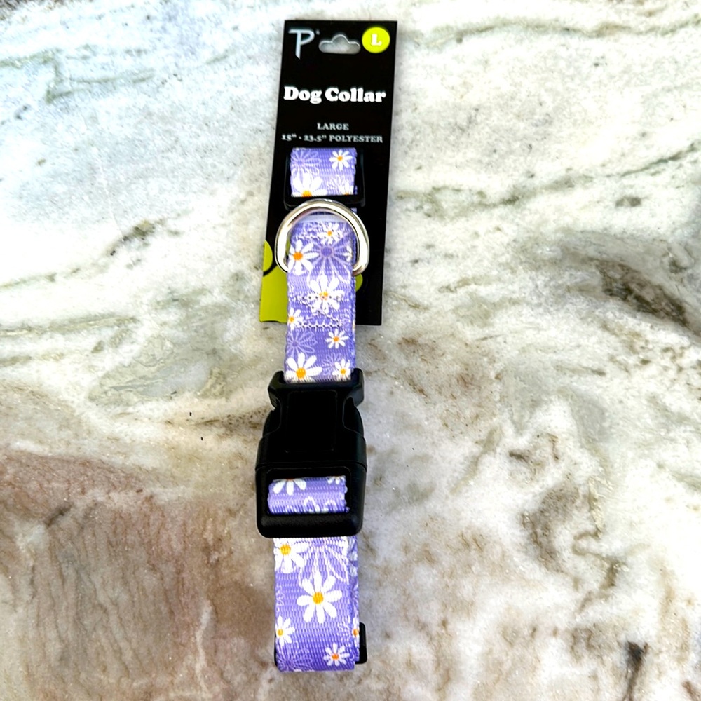Dog collar purple daisy
